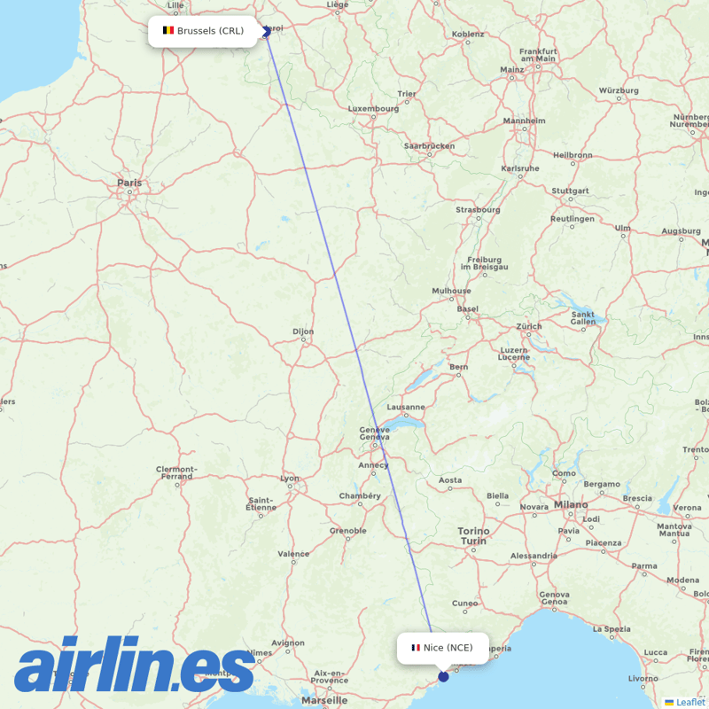 Volotea from Brussels South Charleroi Airport destination map