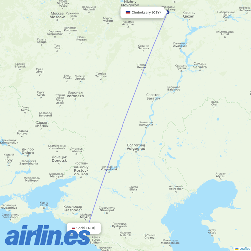 Nordwind Airlines from Cheboksary Airport destination map