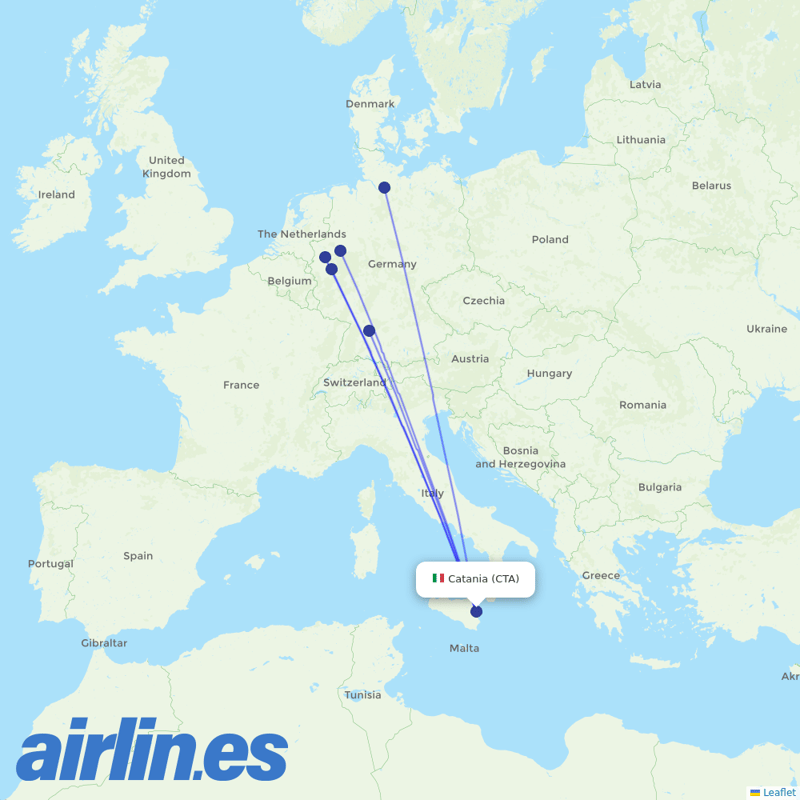 Eurowings from Catania Fontanarossa Airport destination map