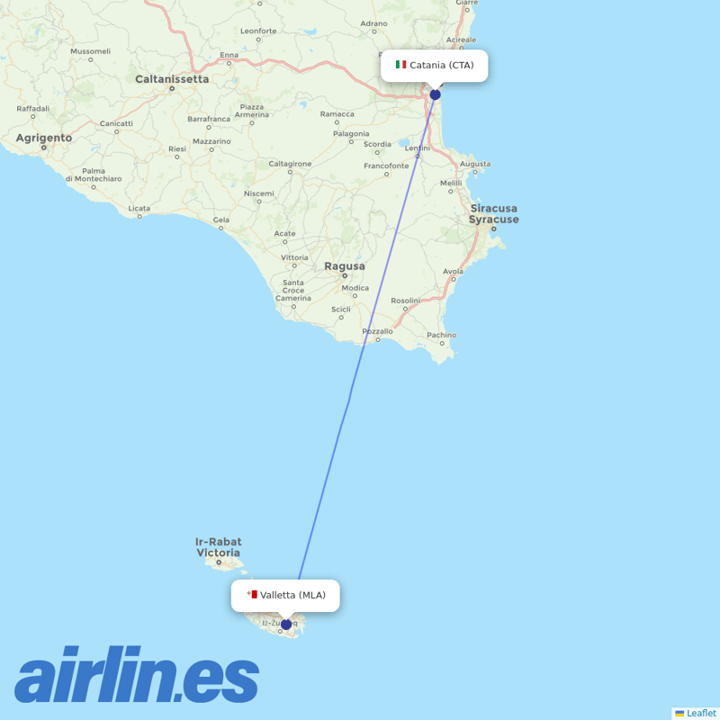 Air Malta from Catania Fontanarossa Airport destination map