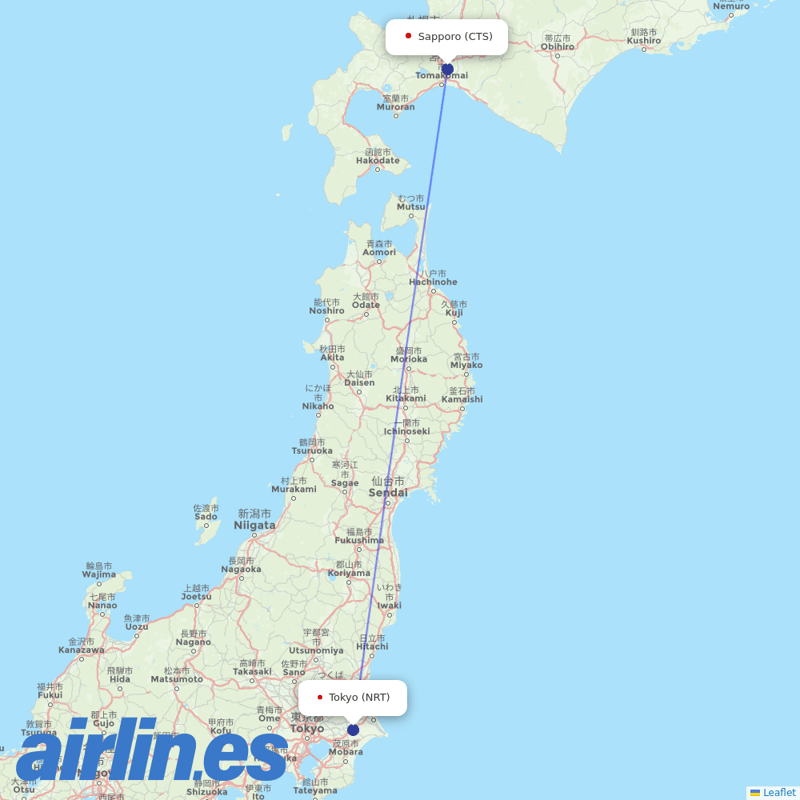 Spring Airlines Japan from Sapporo destination map