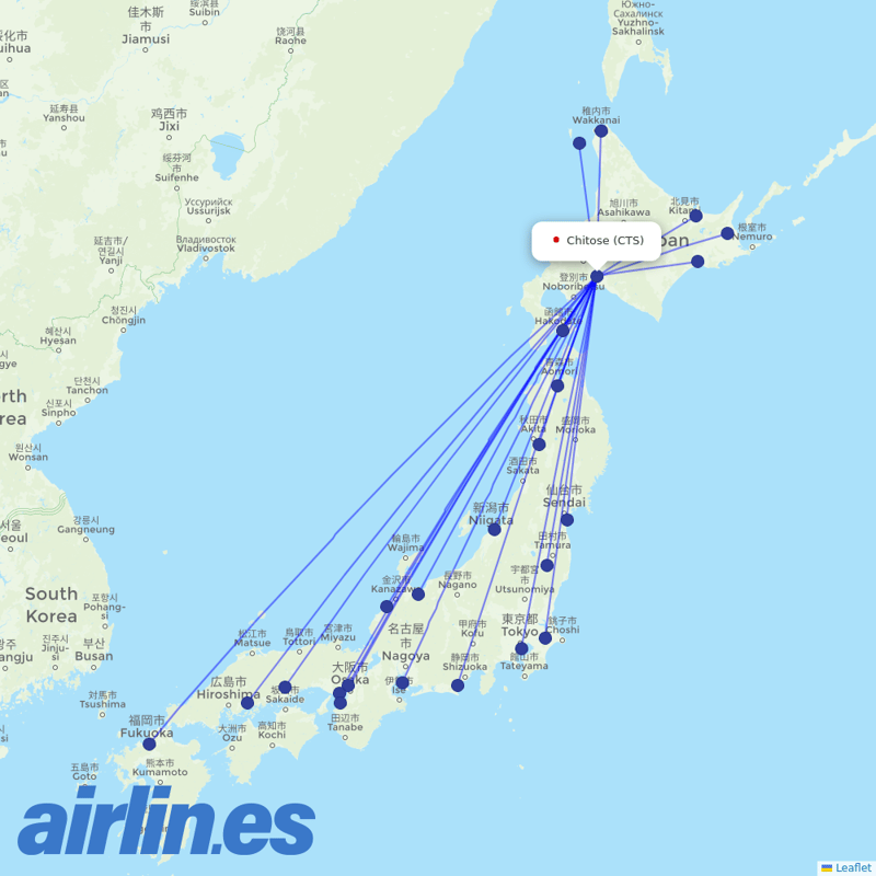 ANA from Sapporo destination map