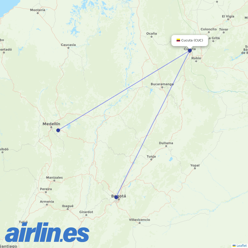 LATAM Airlines from Camilo Daza International Airport destination map