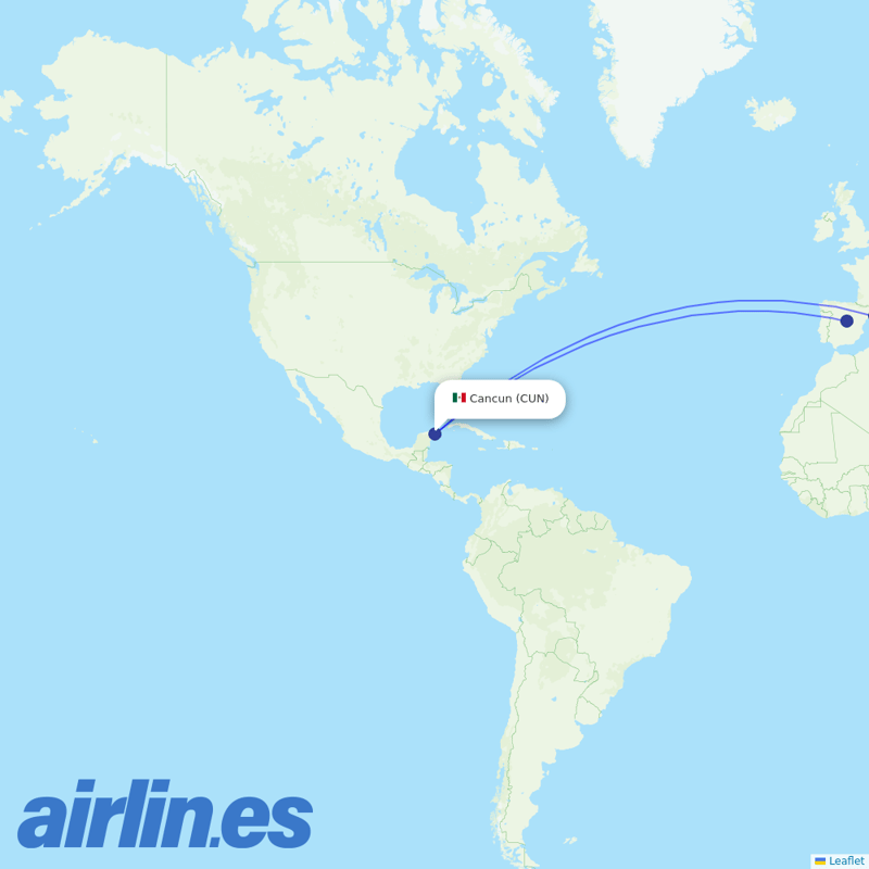 Evelop Airlines from Cancun International Airport destination map