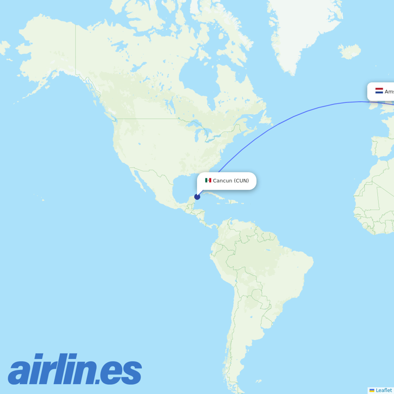 TUIfly Netherlands from Cancun International Airport destination map