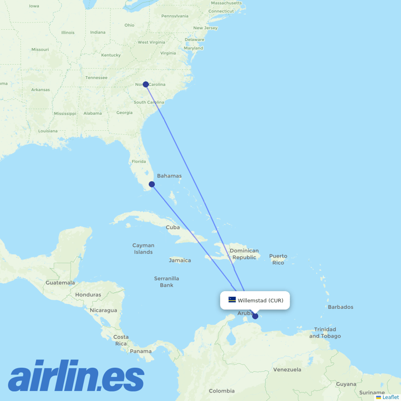 American Airlines from Hato destination map