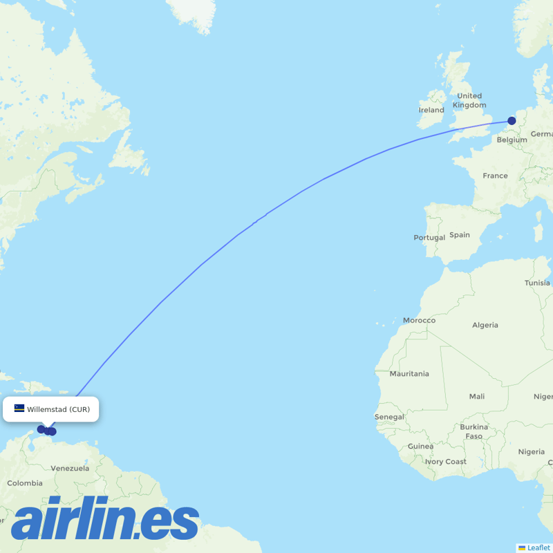 TUIfly Netherlands from Hato destination map
