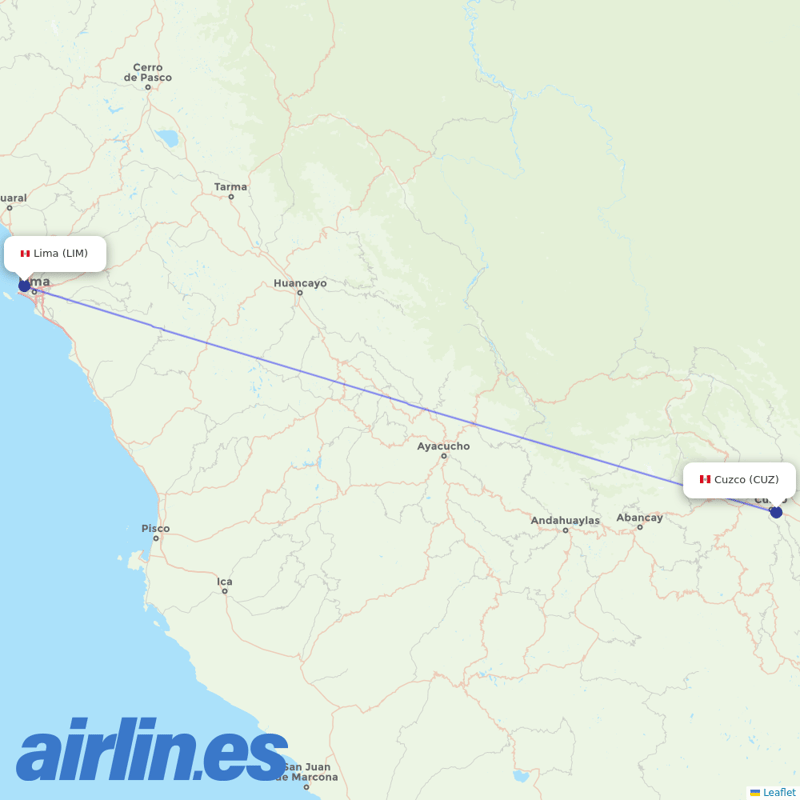 Sky Airline from Velazco Astete destination map