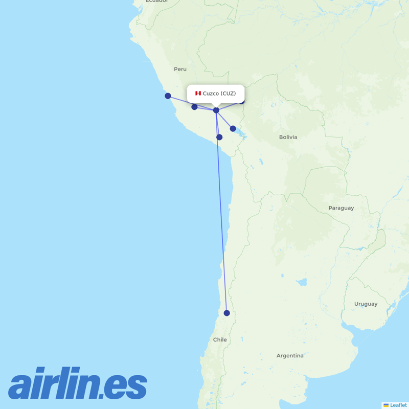LATAM Airlines from Velazco Astete destination map