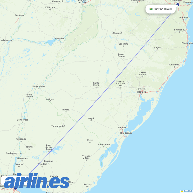 Aerolineas Argentinas from Afonso Pena destination map
