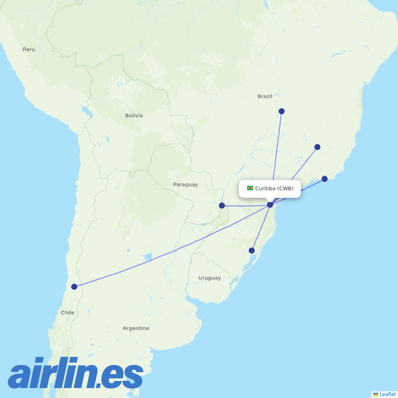 LATAM Airlines from Afonso Pena destination map