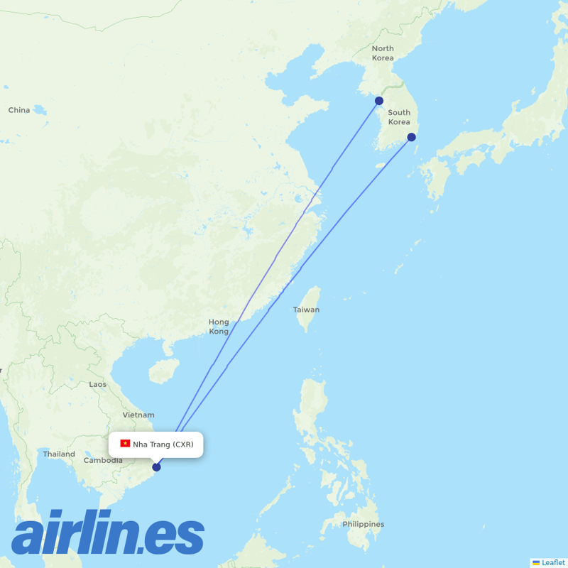 Air Busan from Cam Ranh Airport destination map