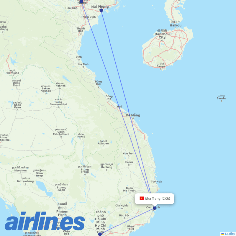 Bamboo Airways from Cam Ranh Airport destination map