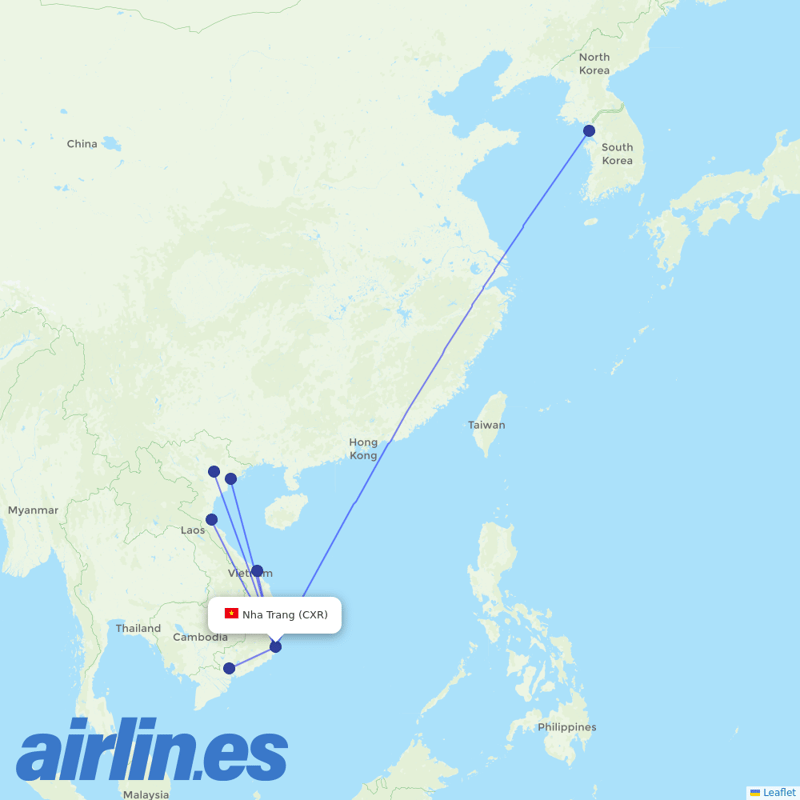 Vietnam Airlines from Cam Ranh Airport destination map
