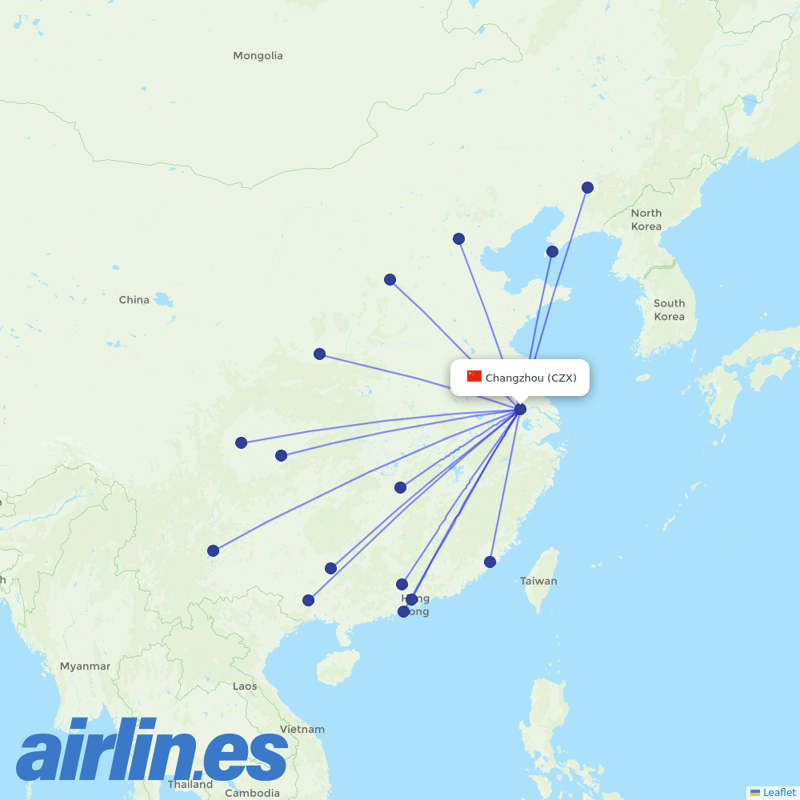 China Eastern Airlines from Changzhou destination map