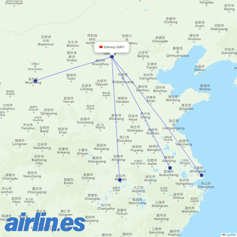 China Eastern Airlines from Datong Airport destination map
