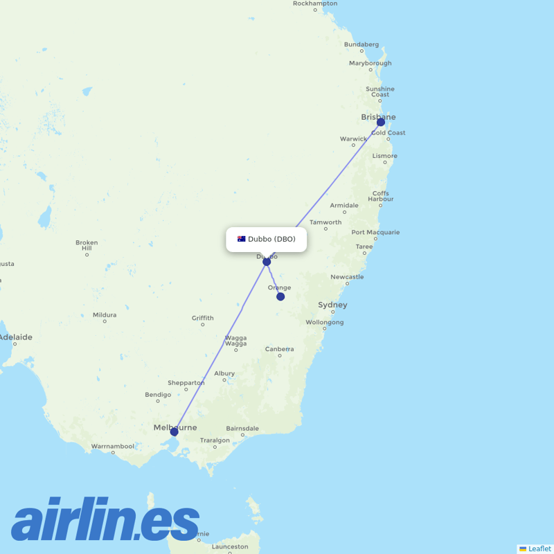 Link Airways from Dubbo City Regional Airport destination map