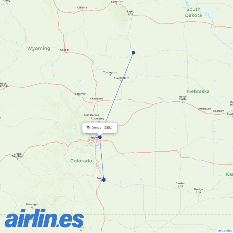 Southern Airways Express from Denver International destination map