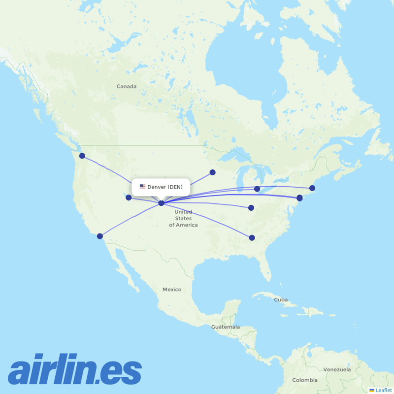 Delta Air Lines from Denver International destination map