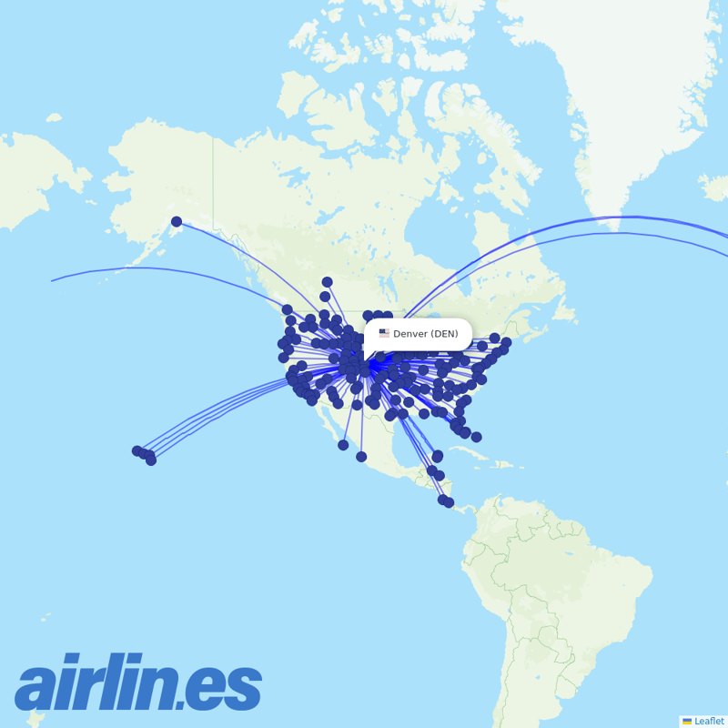 United Airlines from Denver International destination map