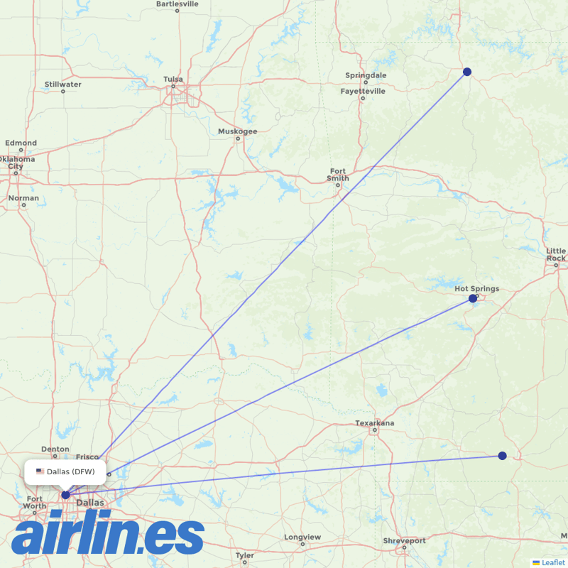 Southern Airways Express from Dallas Fort Worth International destination map