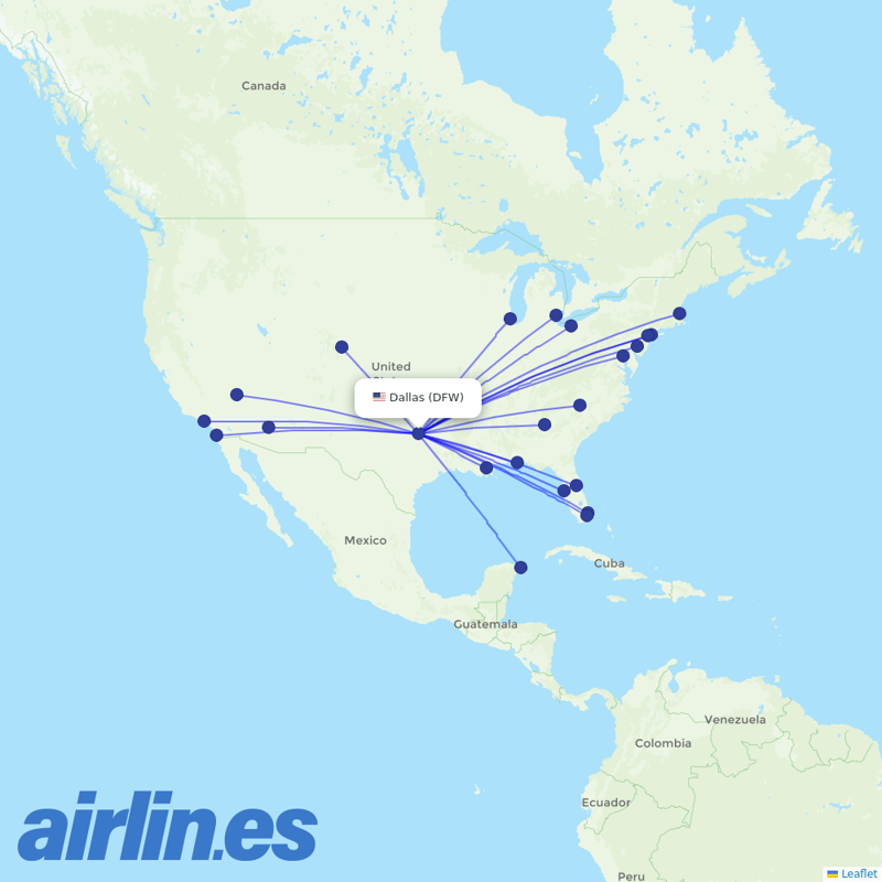 Spirit Airlines from Dallas Fort Worth International destination map