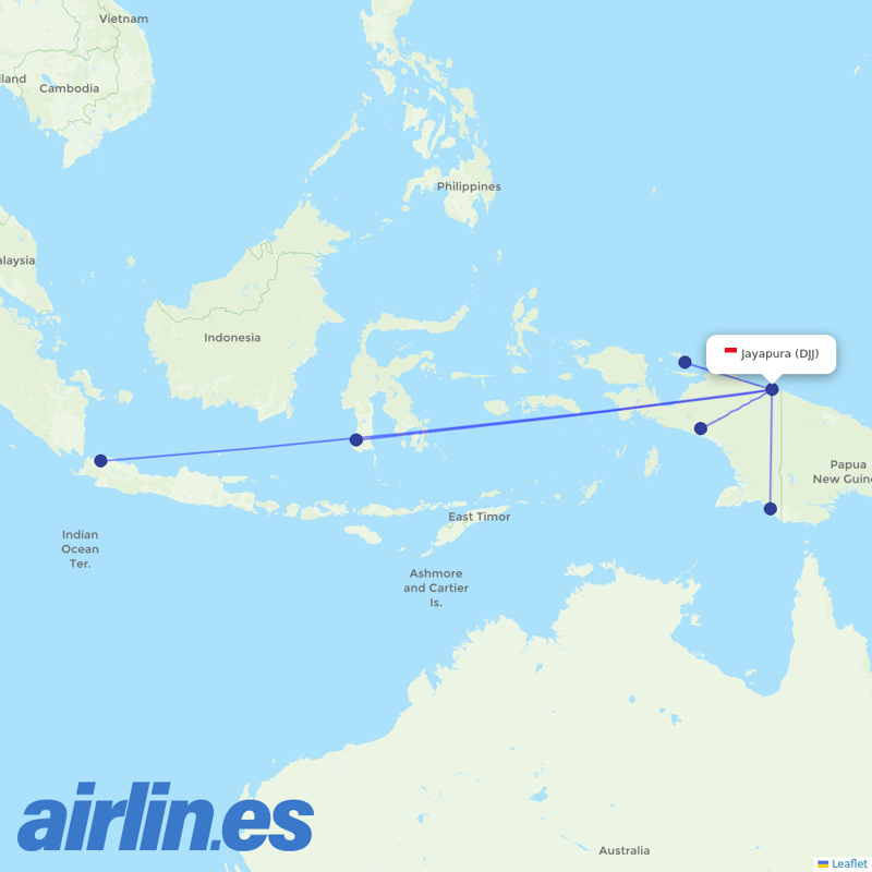 Garuda Indonesia from Sentani destination map