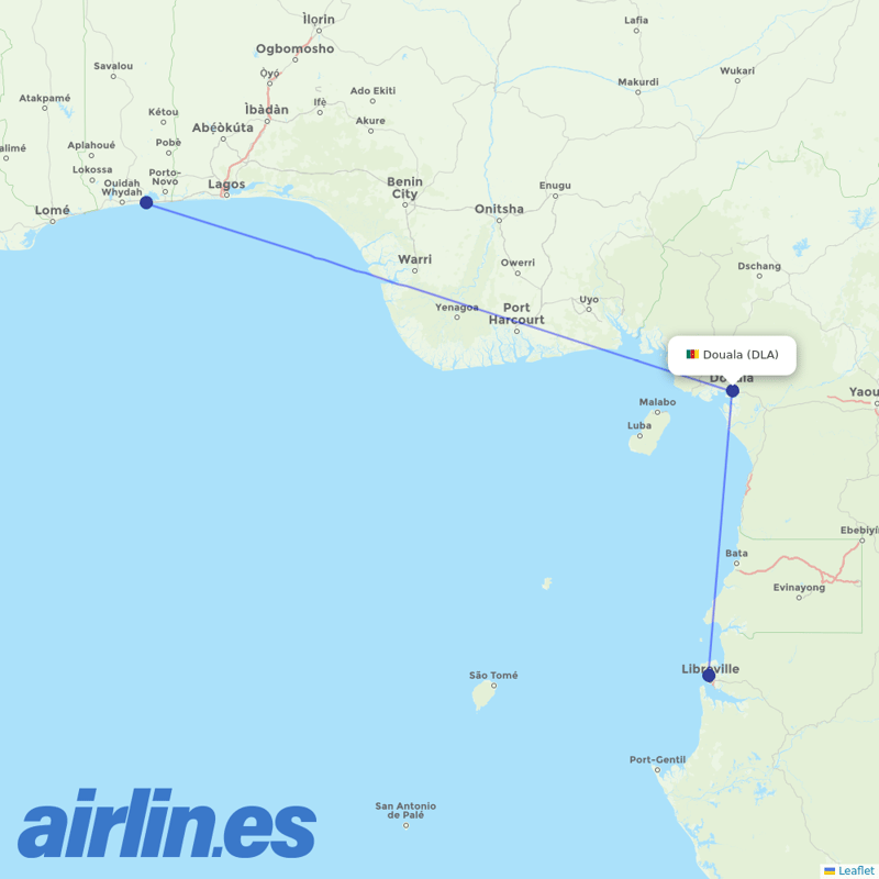 Air Senegal from Douala destination map
