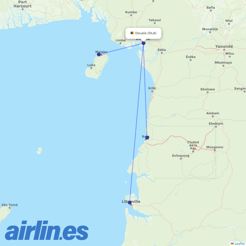 Afrijet from Douala destination map