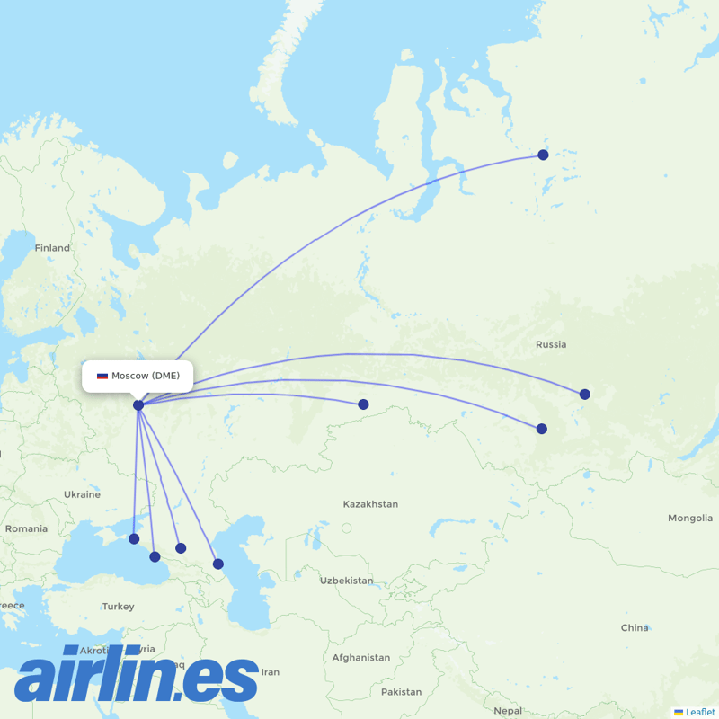 NordStar Airlines from Moscow Domodedovo Airport destination map