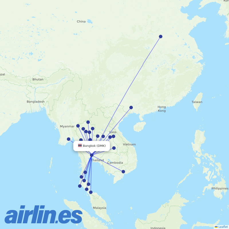 Nok Air from Don Mueang International Airport destination map