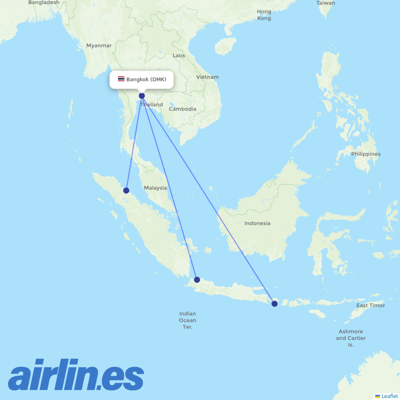 Indonesia AirAsia from Don Mueang International Airport destination map