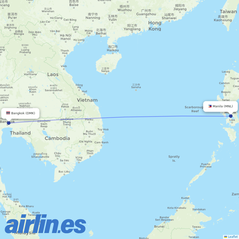 Philippines AirAsia from Don Mueang International Airport destination map