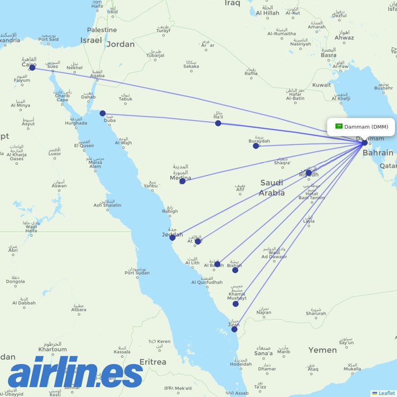 Flyadeal from King Fahd International destination map