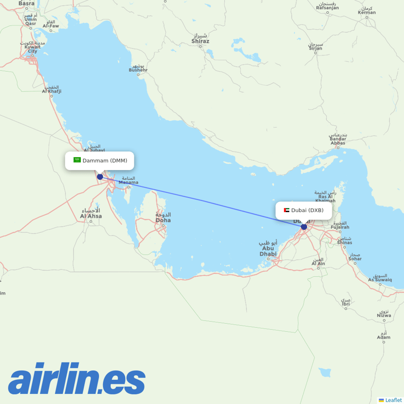 flydubai from King Fahd International destination map