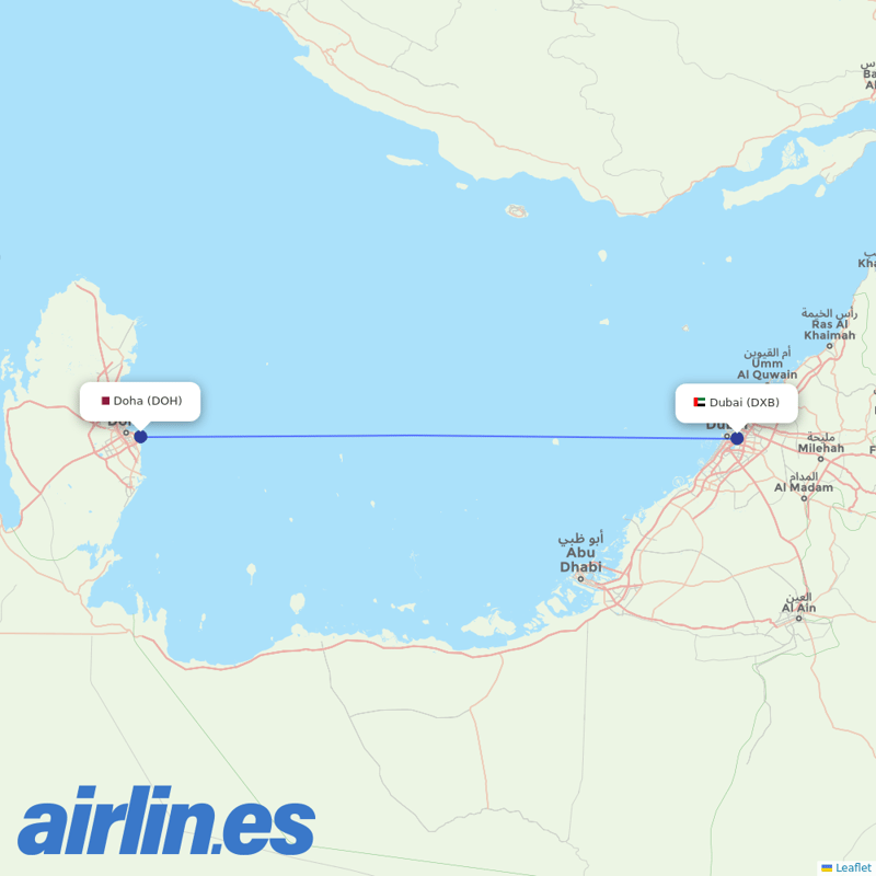 flydubai from Hamad International Airport destination map