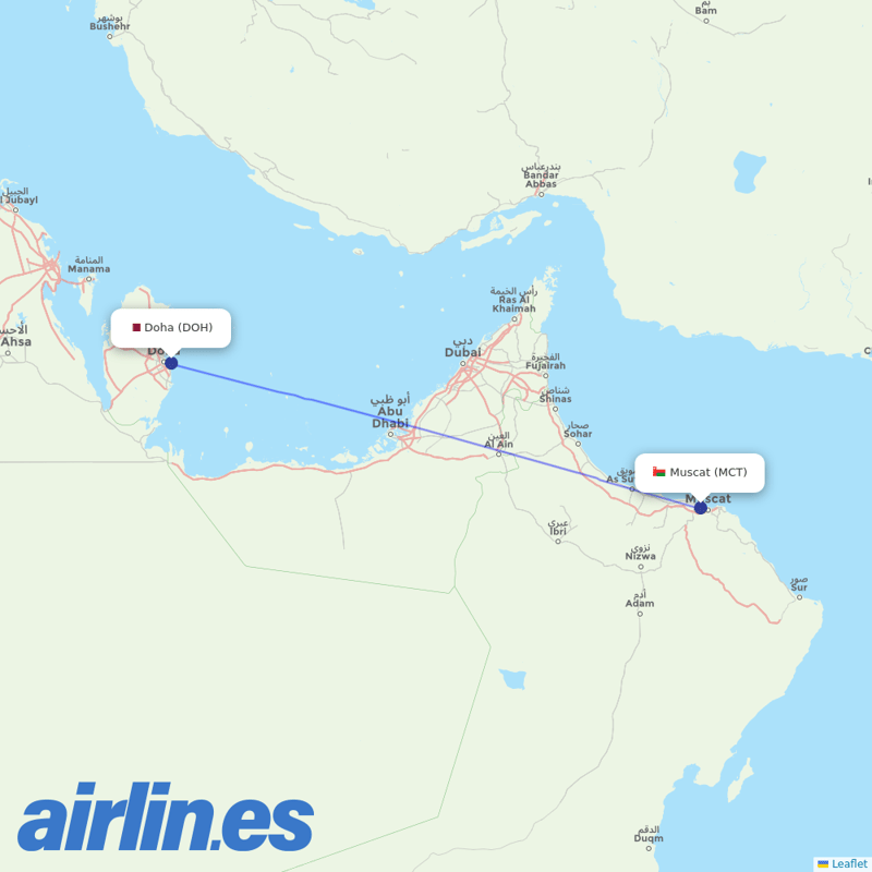 Salam Air from Hamad International Airport destination map