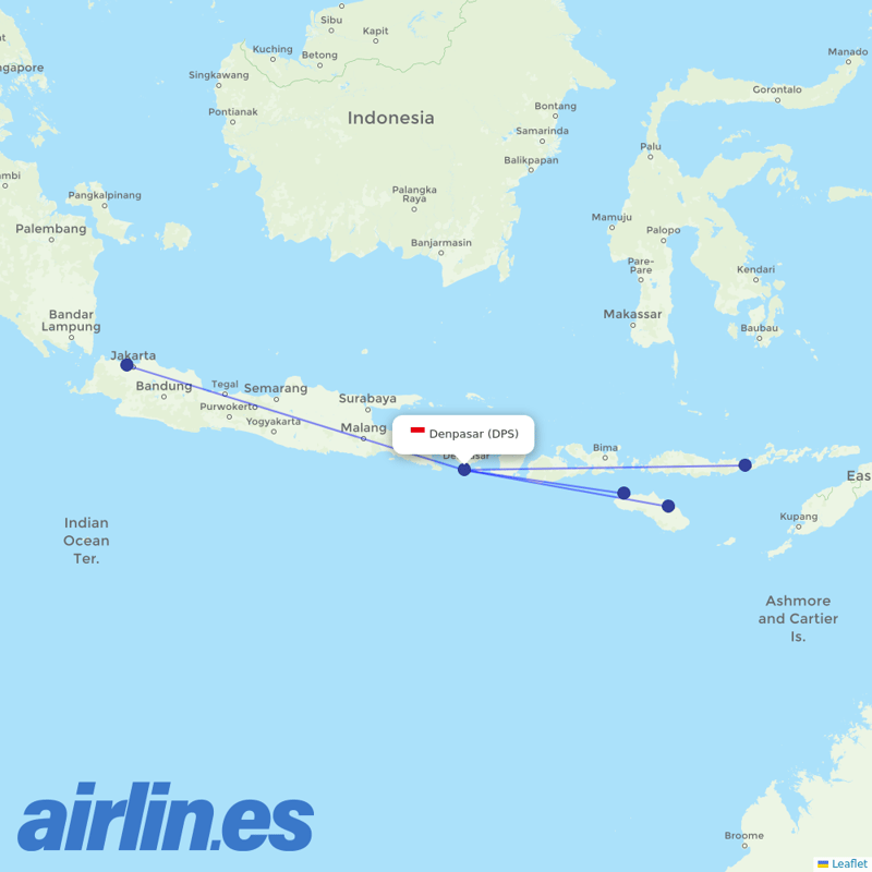 Nam Air from Bali International destination map