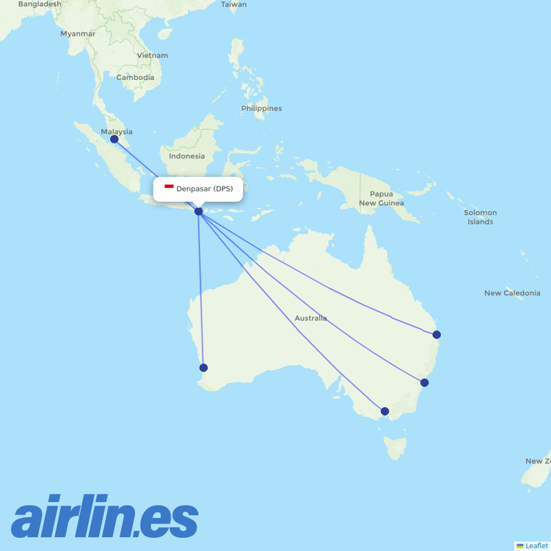 Batik Air Malaysia from Bali International destination map