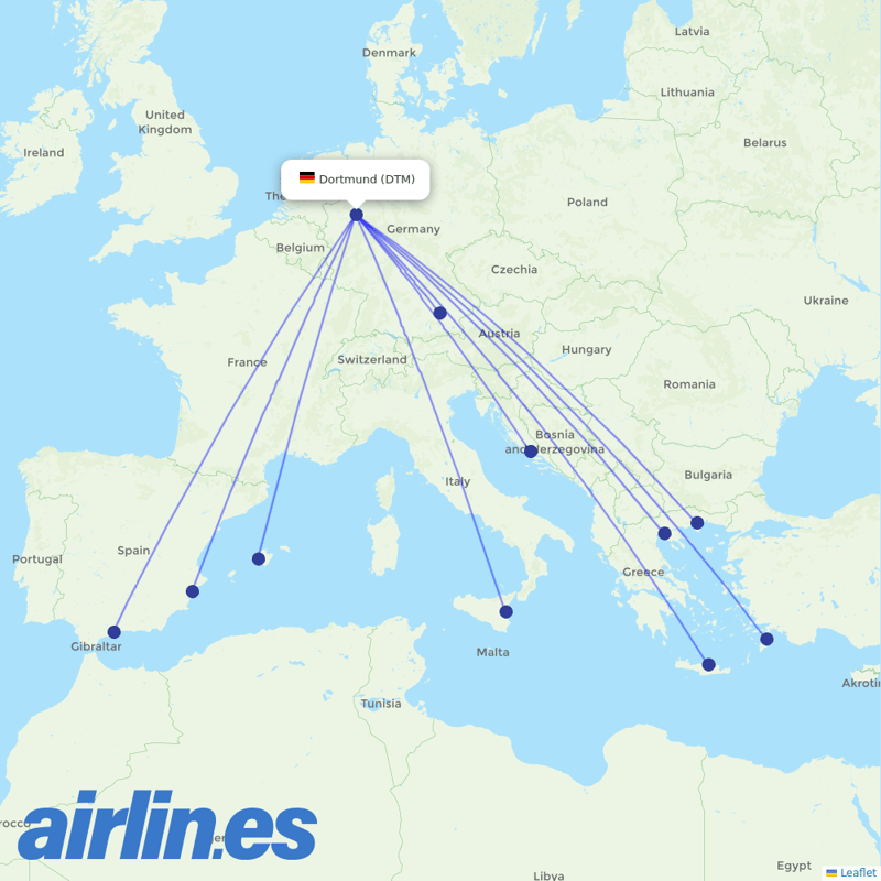 Eurowings from Dortmund destination map