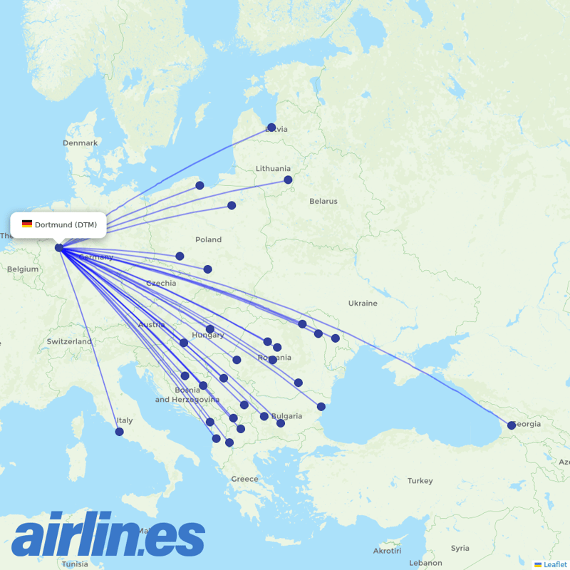 Wizz Air from Dortmund destination map
