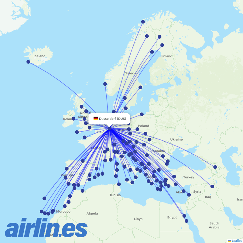 Eurowings from Dusseldorf Airport destination map