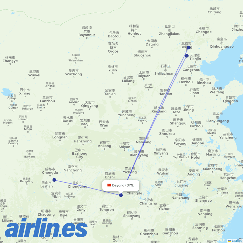 Air China from Dayong Airport destination map