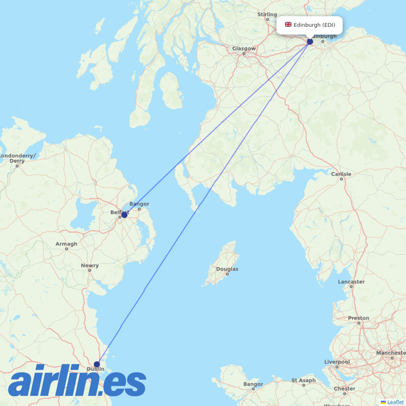 Aer Lingus from Edinburgh Airport destination map