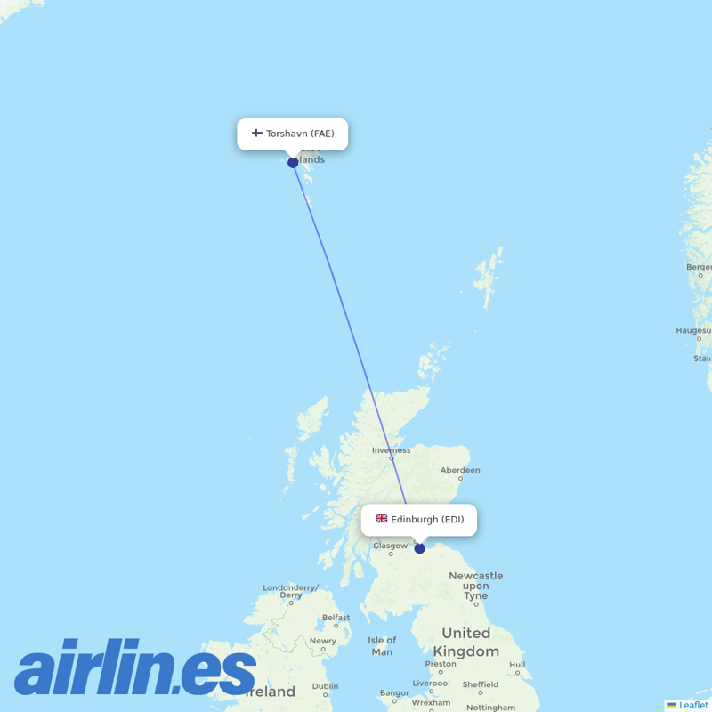 Atlantic Airways from Edinburgh Airport destination map