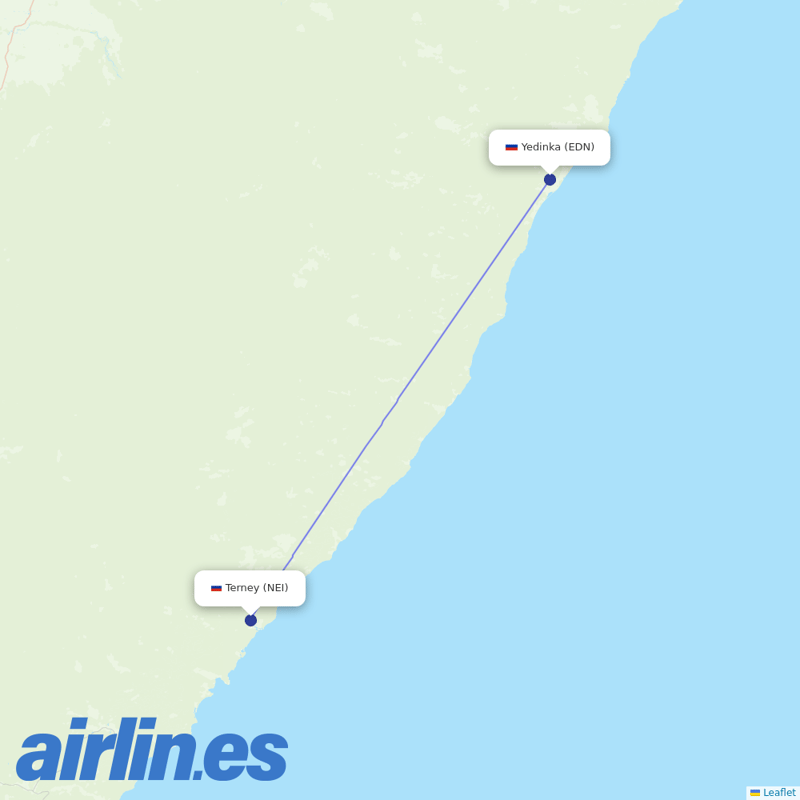Aurora from Yedinka Airport destination map