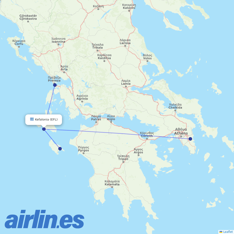 Sky Express from Kefalonia destination map
