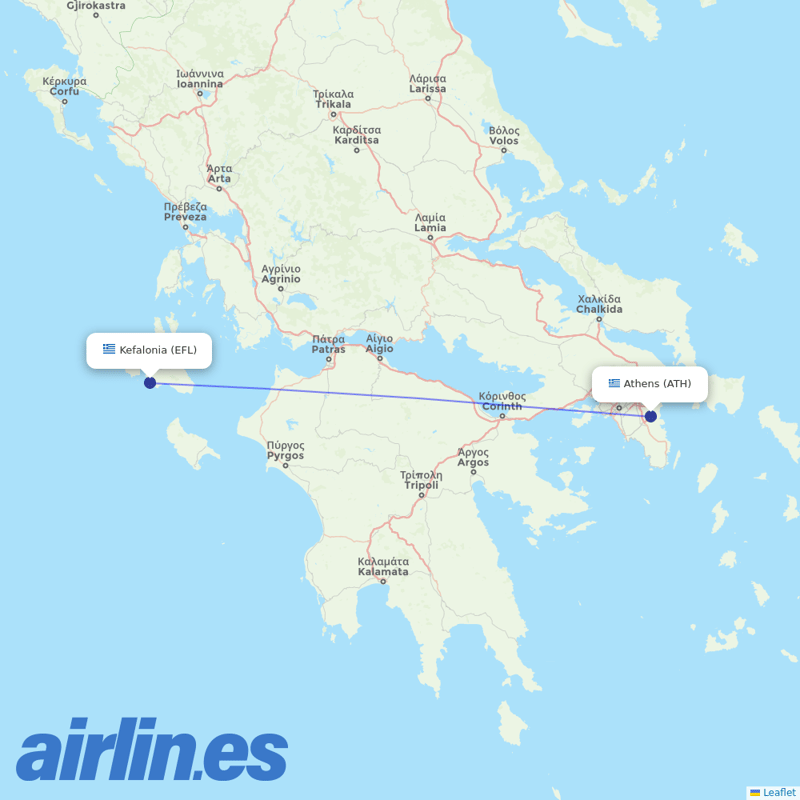 Olympic Air from Kefalonia destination map