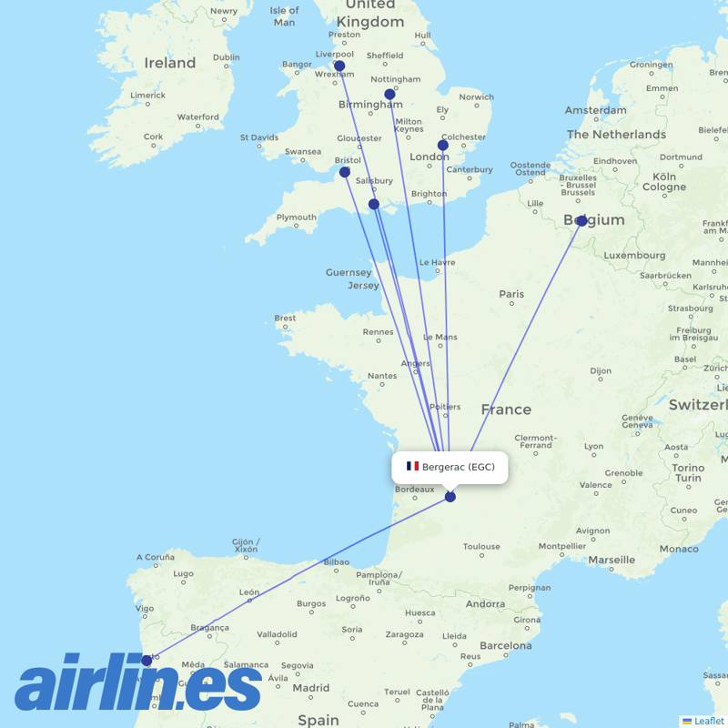 Ryanair from Roumaniere destination map