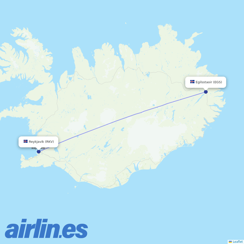 Icelandair from Egilsstadir destination map